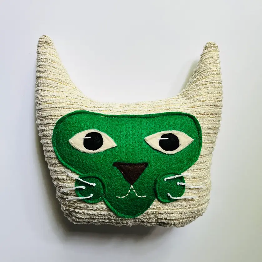 Stitch - Tan & Green Cat Head Pillow Friend