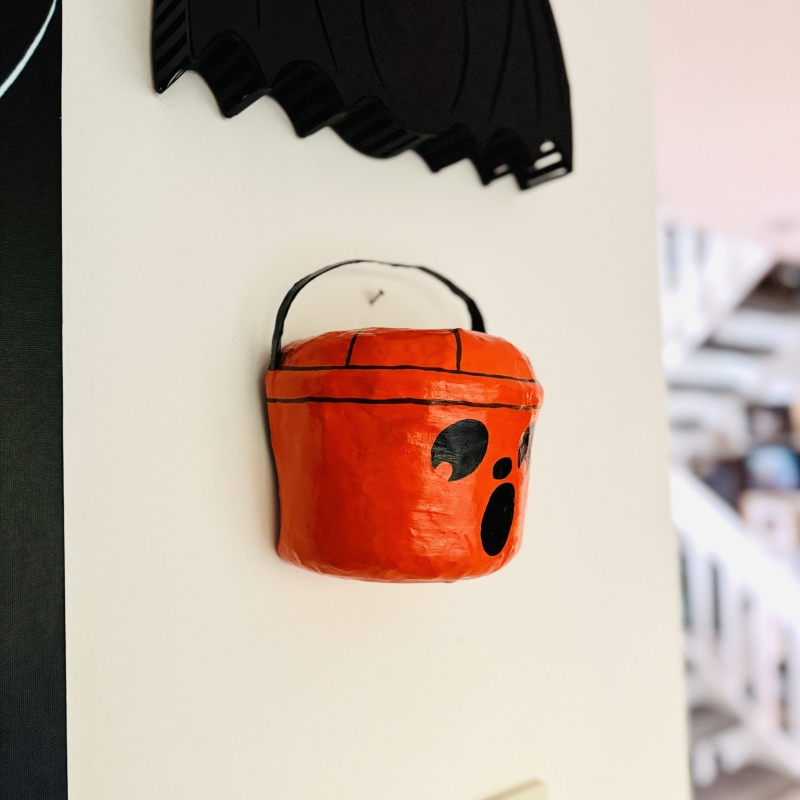 The Pumpkin Boo Bucket - Paper Mache Wall Sculpture - Image 5