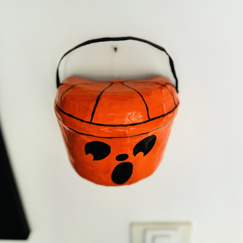 The Pumpkin Boo Bucket - Paper Mache Wall Sculpture - Image 3