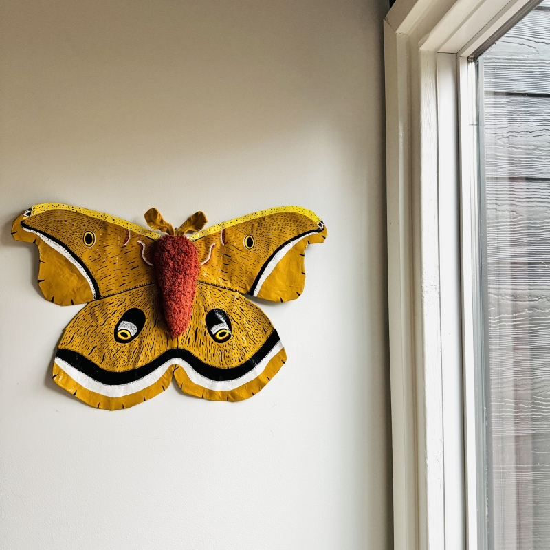 Polyphemus Moth Paper Mache Art Sculpture