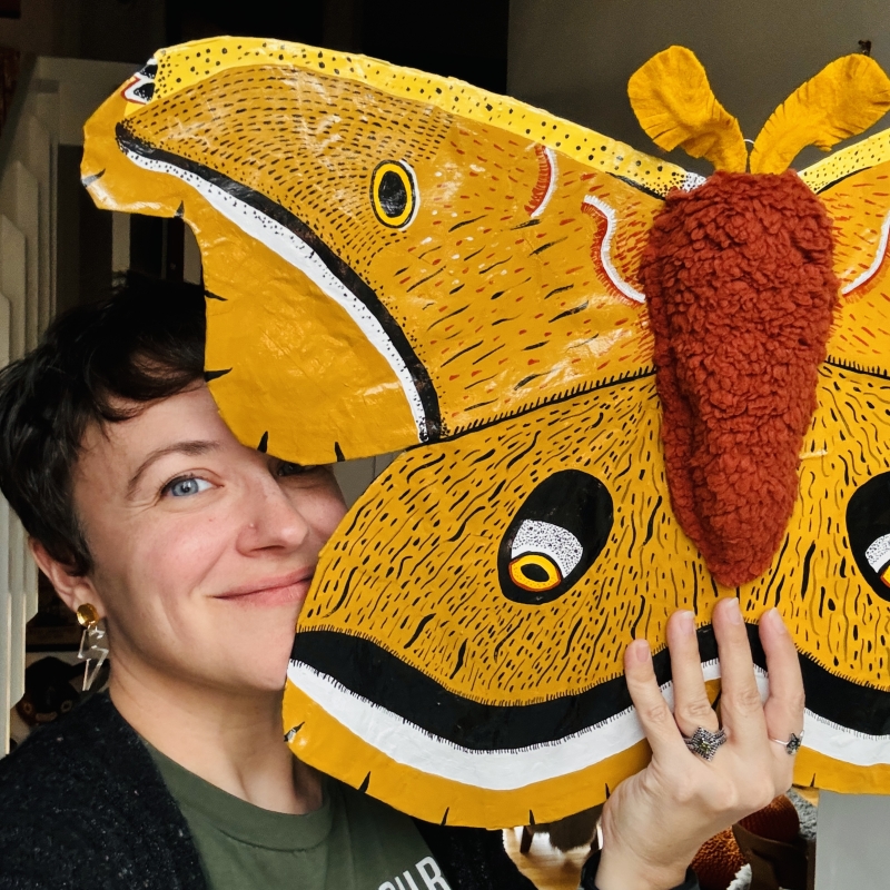 Polyphemus Moth Paper Mache Art Sculpture