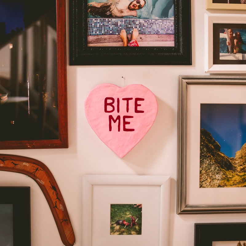 Bite Me - Candy Heart Paper Mache Wall Sculpture - Image 2