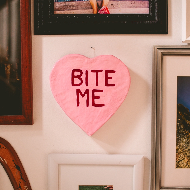 Bite Me - Candy Heart Paper Mache Wall Sculpture - Image 4