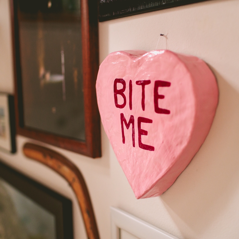 Bite Me - Candy Heart Paper Mache Wall Sculpture - Image 5