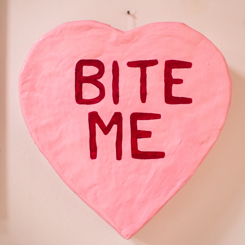 Bite Me - Candy Heart Paper Mache Wall Sculpture - Image 6