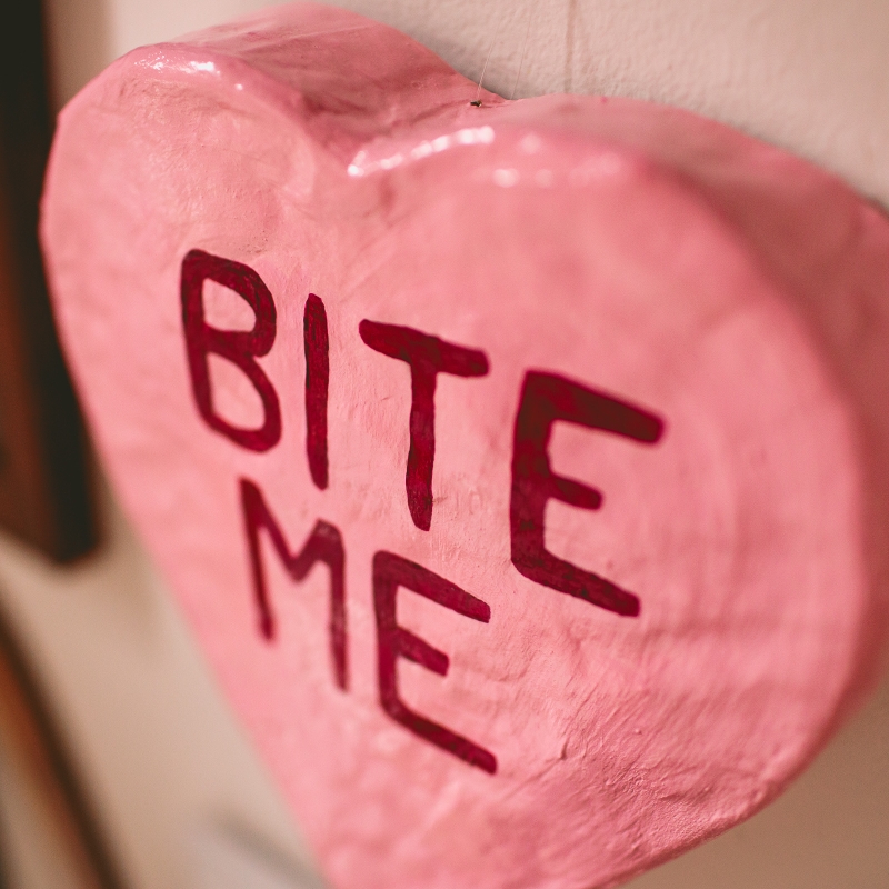 Bite Me - Candy Heart Paper Mache Wall Sculpture - Image 8