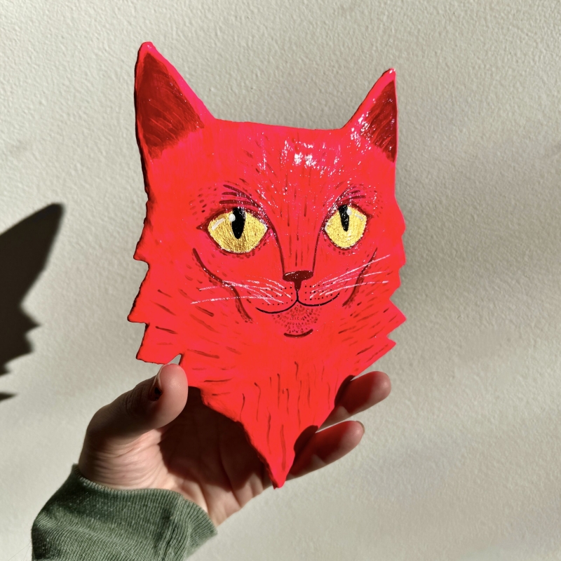 Flamingo - Cat Paper Mache Wall Hanging - Image 8