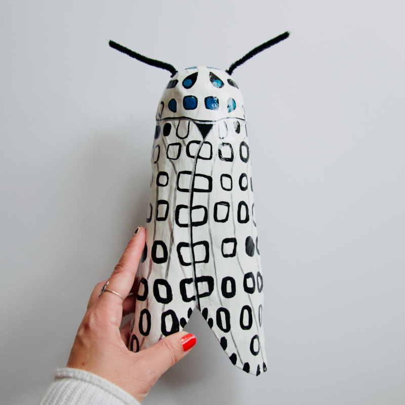 Margot the Moth - Paper Mache Leopard Moth Wall Hanging - Image 2