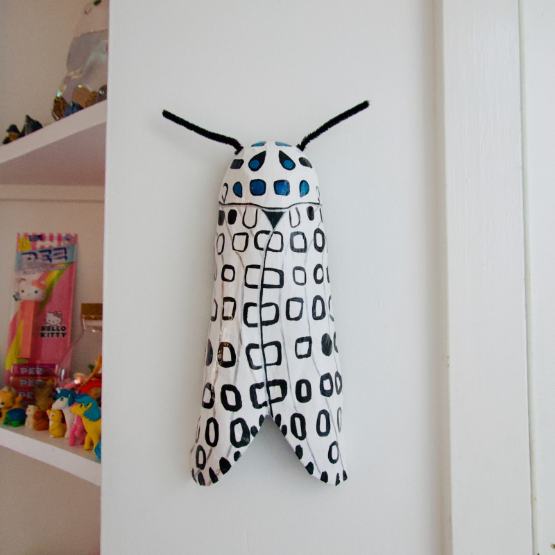 Margot the Moth - Paper Mache Leopard Moth Wall Hanging