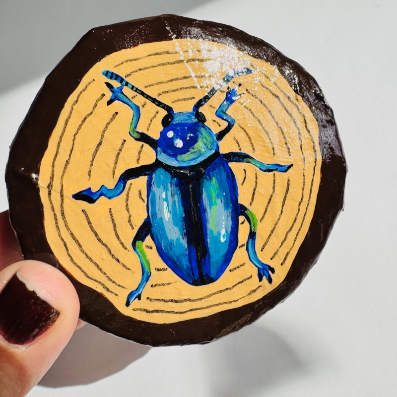 Courtney - Cobalt Blue Milkweed Beetle Wall Puck - Image 2