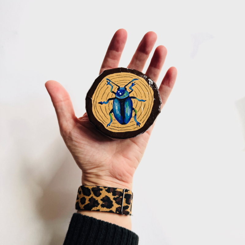 Courtney - Cobalt Blue Milkweed Beetle Wall Puck