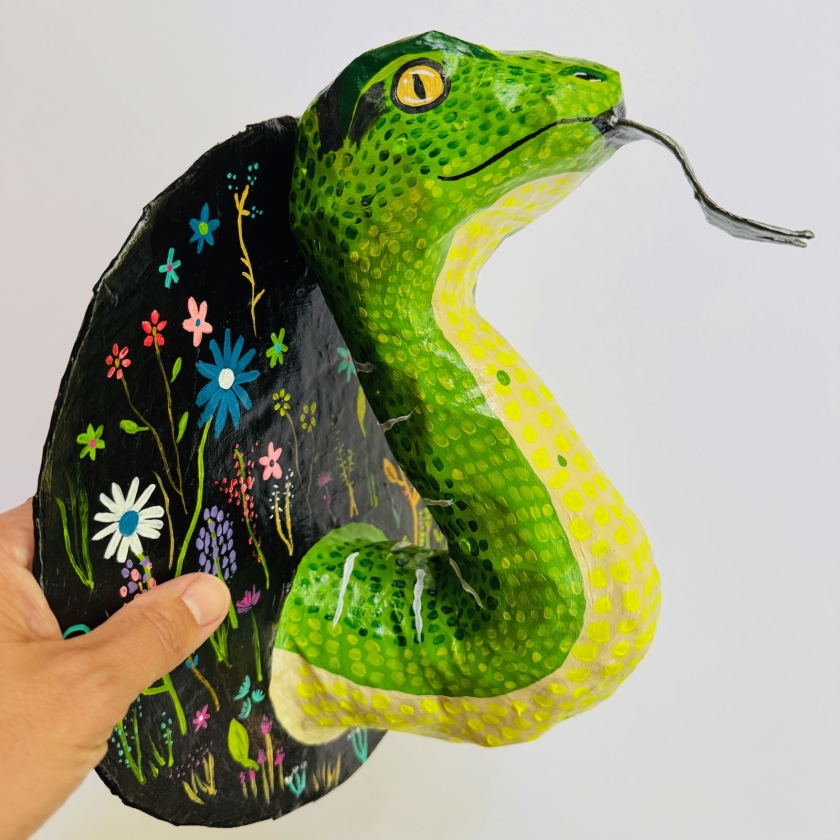 Snakey - Paper Mache Wall Snake Art